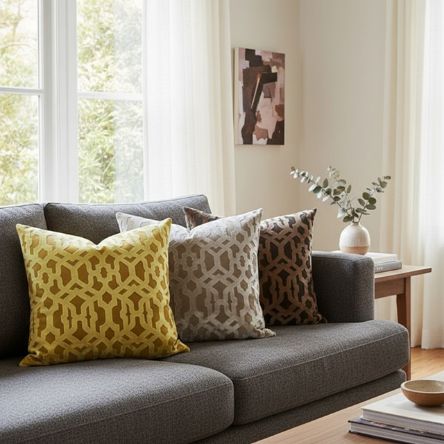 Luxury Velvet Decorative Pillow Covers – Set of 3, Geometric Design, Soft & Plush Cushion Cases for Living Room, Sofa, or Bedroom